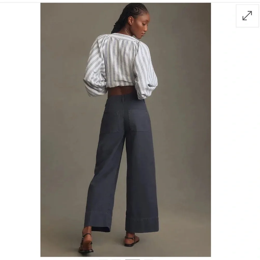 FRAME 70s Patch Pocket Crop Straight-Leg Jeans - Charcoal - Picture 3 of 5